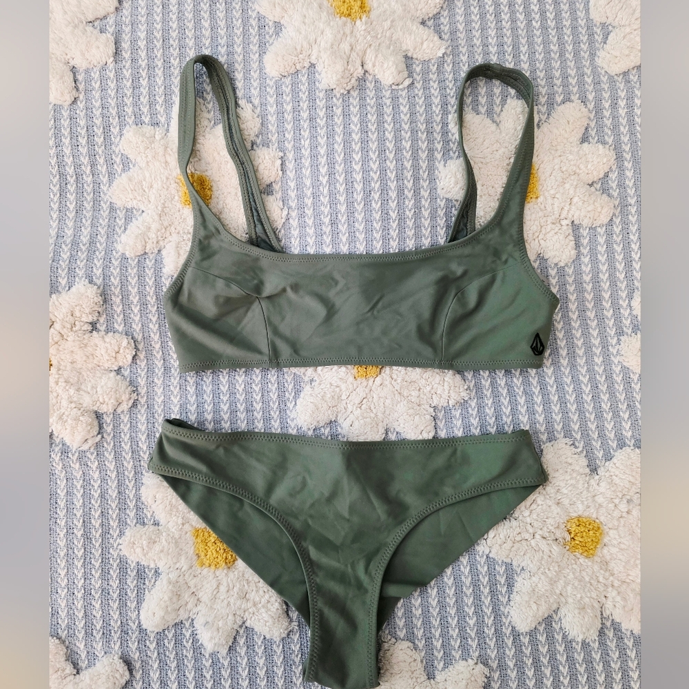 Volcom Green Bikini Set Timeless Swimwear